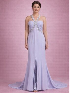 Lavender Evening Gown with Crystal-Embellished Strap